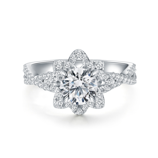 Sterling Silver Moissanite Engagement Ring