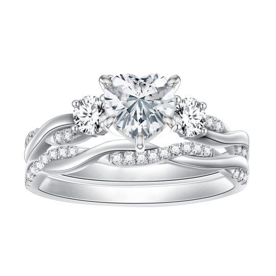 Sterling Silver Moissanite Heart Engagement Ring