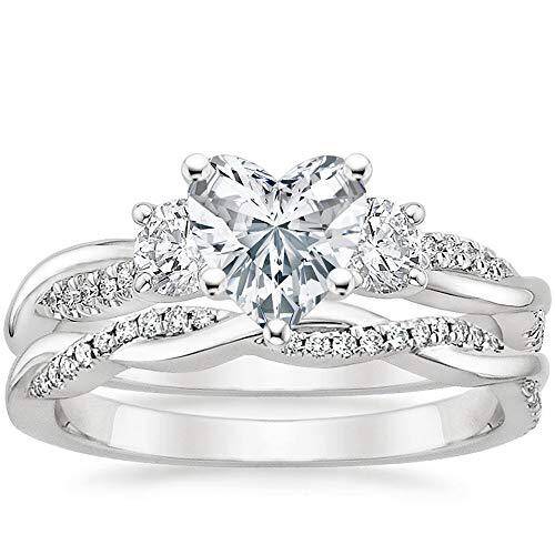 Sterling Silver Moissanite Heart Engagement Ring-3