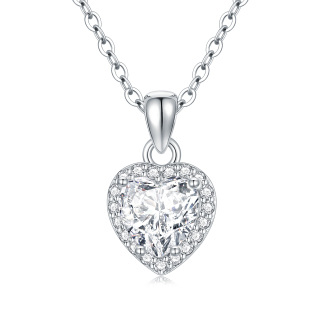Collier en argent sterling avec pendentif en forme de coeur en Moissanite avec mot gravé-20