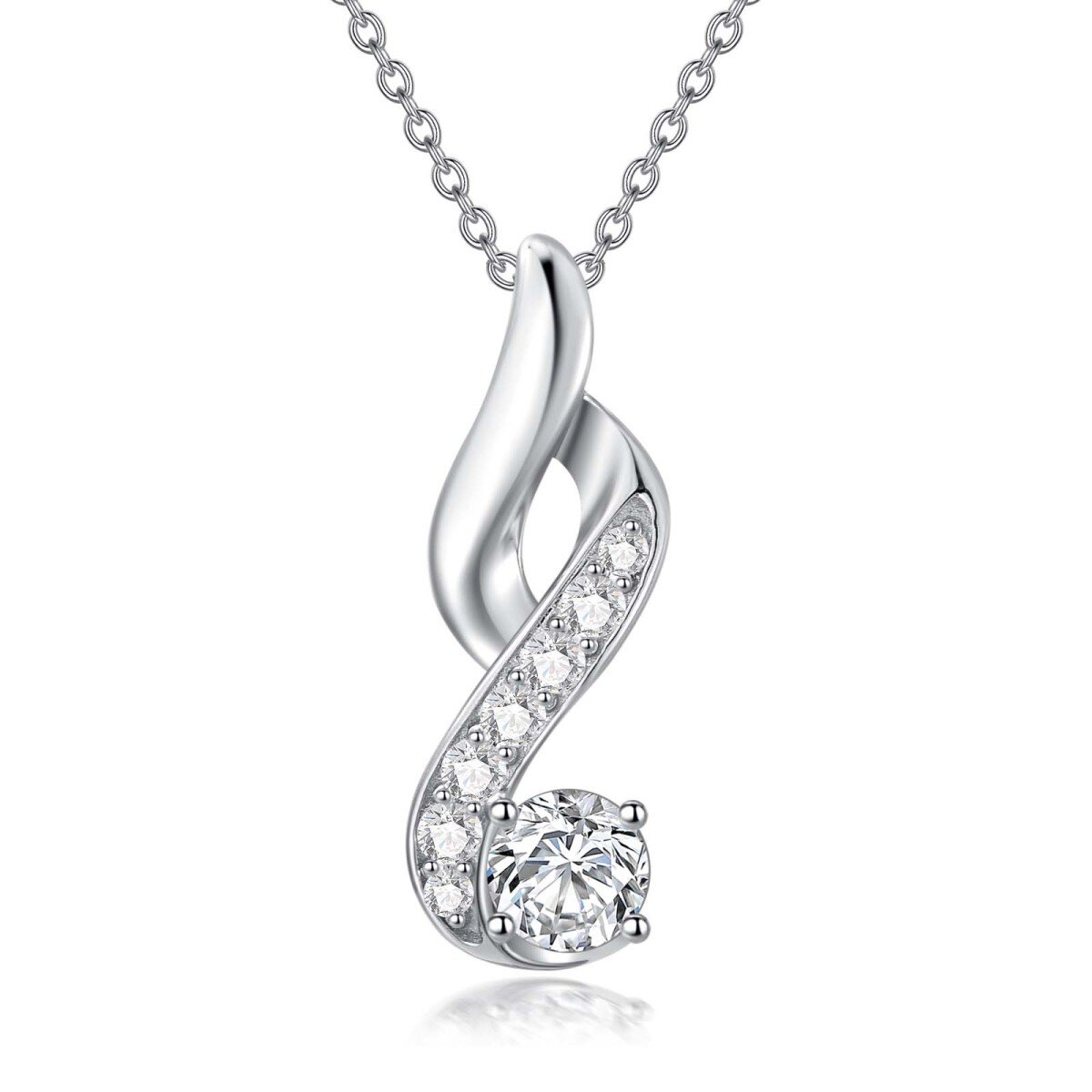 Sterling Silver Moissanite Infinity Symbol Pendant Necklace-1