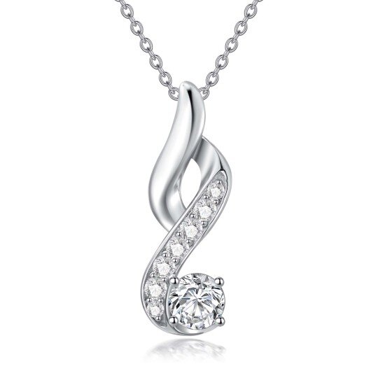 Colar com pendente Moissanite Infinity Symbol em prata esterlina