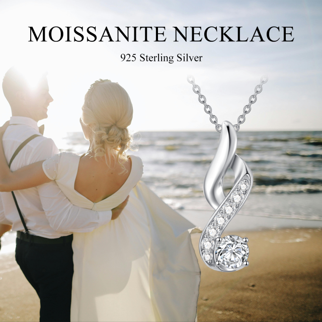 Sterling zilveren Moissanite oneindigheidssymbool hanger ketting-6