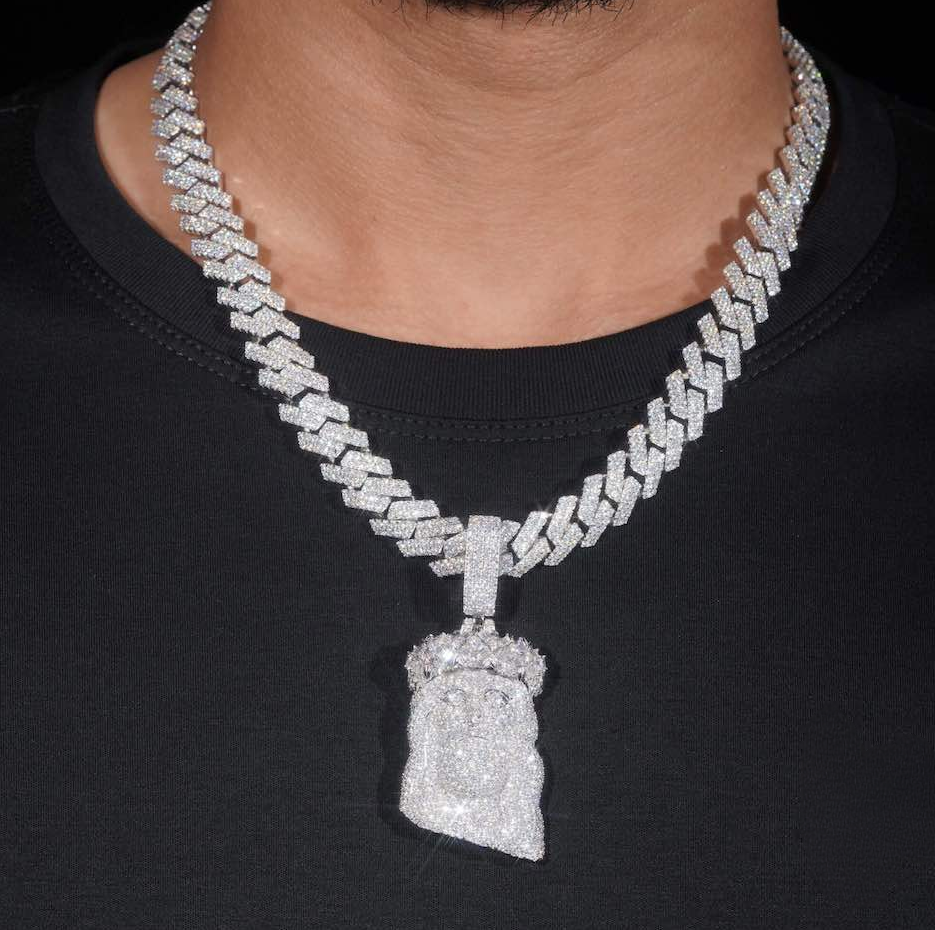 Sterling Silver Moissanite Jesus Piece Iced Out Pendant Charms-2