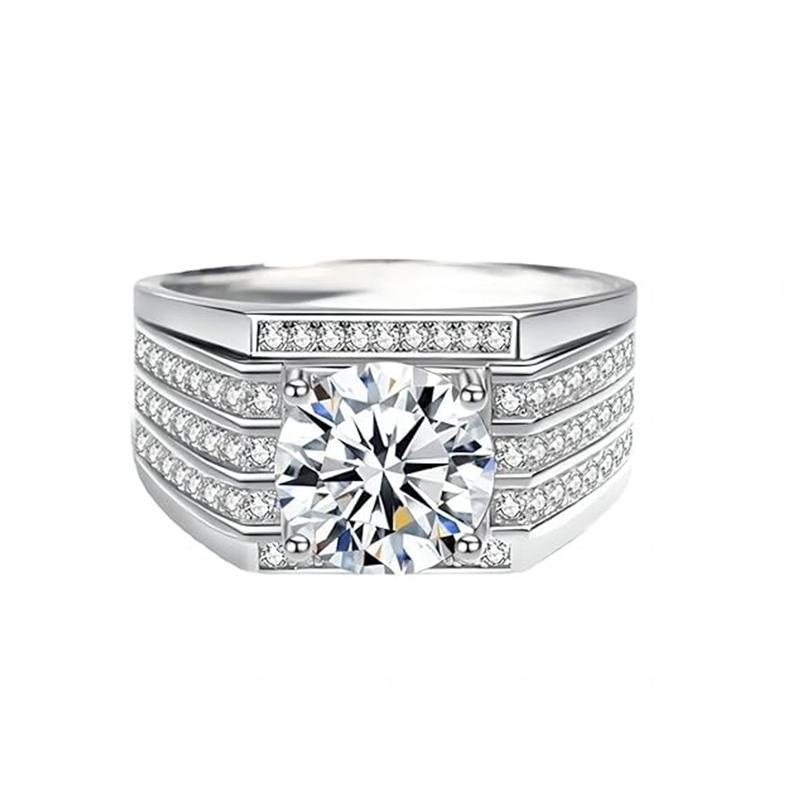 Sterling Silver Moissanite Ring for Men-1