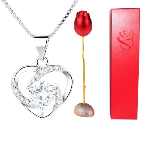 Collier pendentif coeur rose moissanite en argent sterling-1