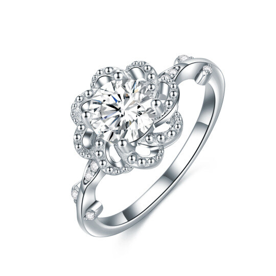 Sterling Silver Moissanite Rose Wedding Ring