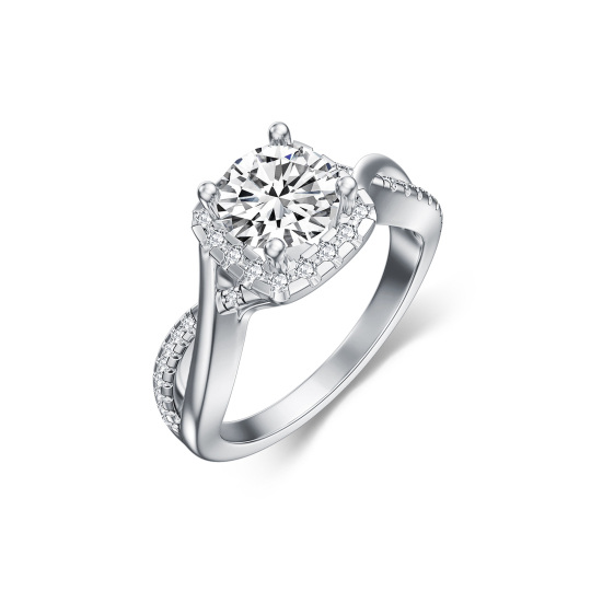 Sterling Silver Moissanite Square Engagement Ring