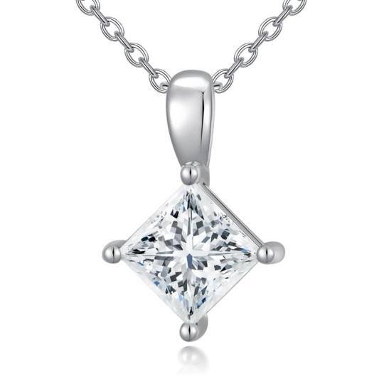 Collier pendentif carré moissanite en argent sterling