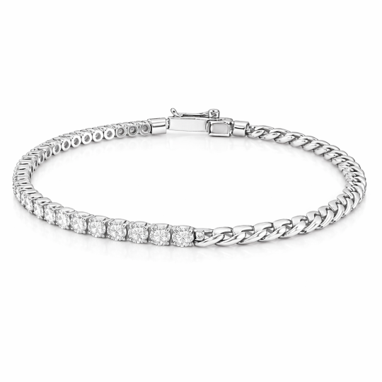 Pulseira de Corrente de Tênis em Prata Esterlina com Moissanita