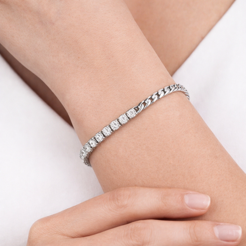 Pulsera de cadena de tenis de moissanita de plata esterlina-2