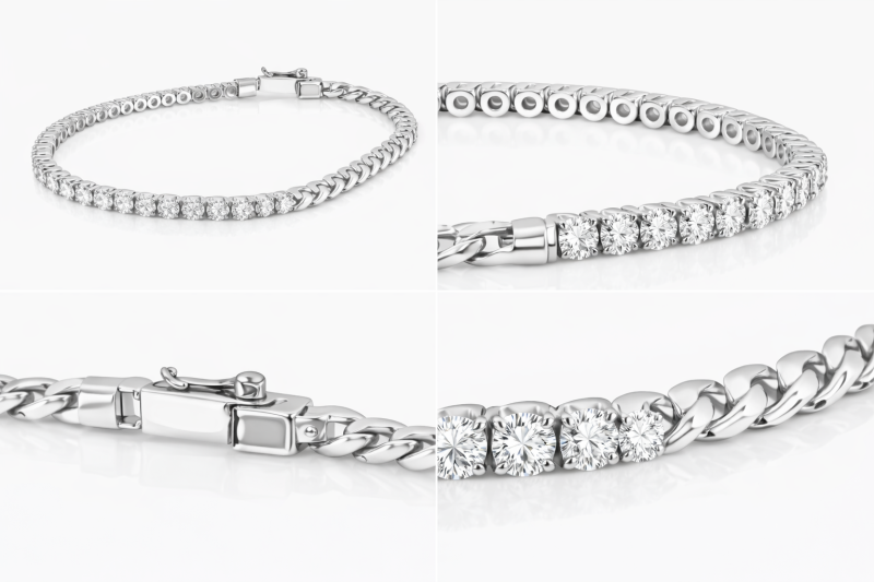 Pulsera de cadena de tenis de moissanita de plata esterlina-3