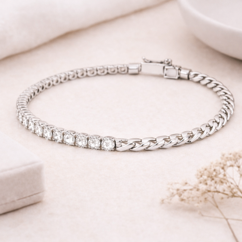 Pulsera de cadena de tenis de moissanita de plata esterlina-4
