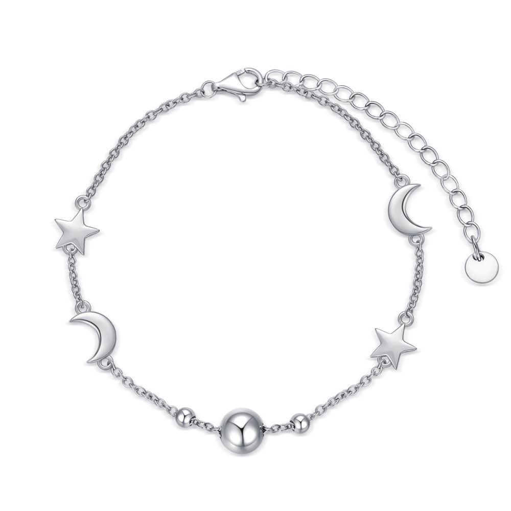 Sterling Silver Moon Charm Bracelet-1