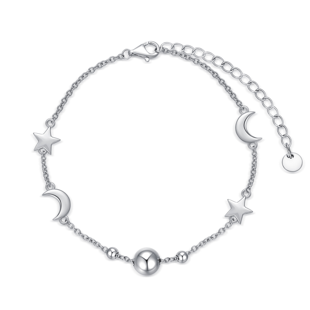 Pulsera con colgante de luna de plata de ley-1