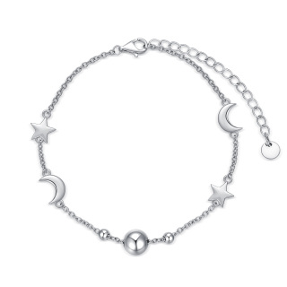 Sterling Silver Moon Charm Bracelet-8