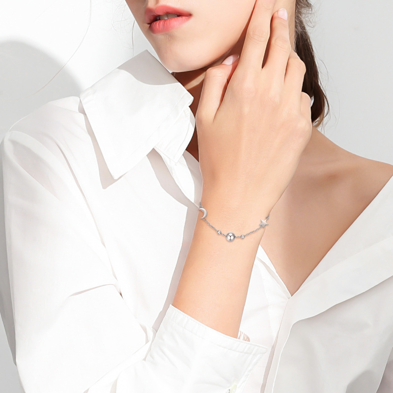 Sterling Silver Moon Charm Bracelet-2