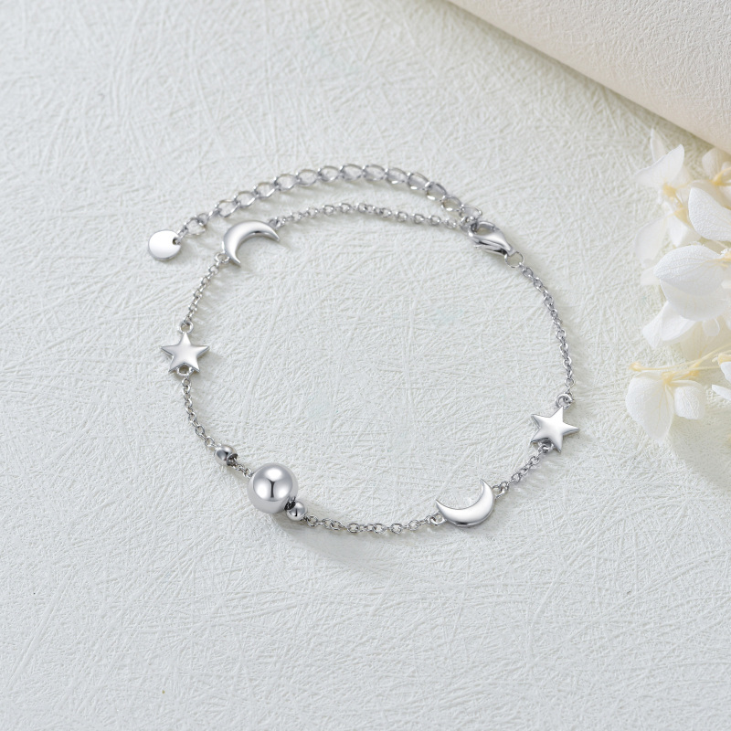 Sterling Silver Moon Charm Bracelet-3