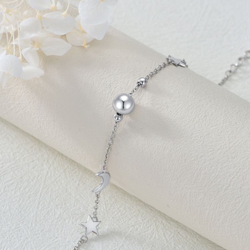 Sterling Silver Moon Charm Bracelet-4