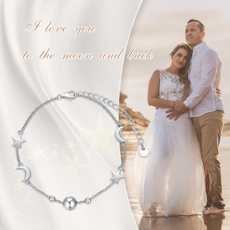 Sterling Silver Moon Charm Bracelet-5