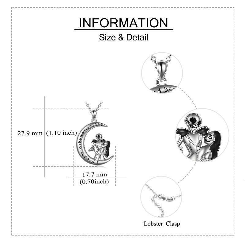 Colar de prata esterlina com pingente de lua e palavra gravada-6