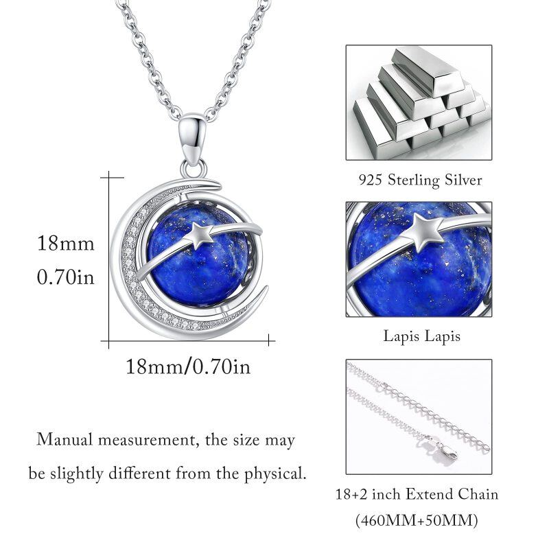 Sterling Silver Moon & Planet Pendant Necklace-6