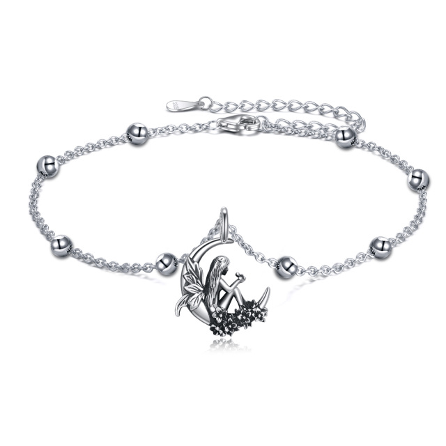 Sterling Silver Moon Single Layer Anklet-1