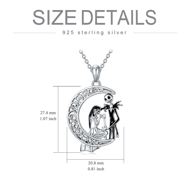 Sterling zilveren skelet maan hanger ketting-6