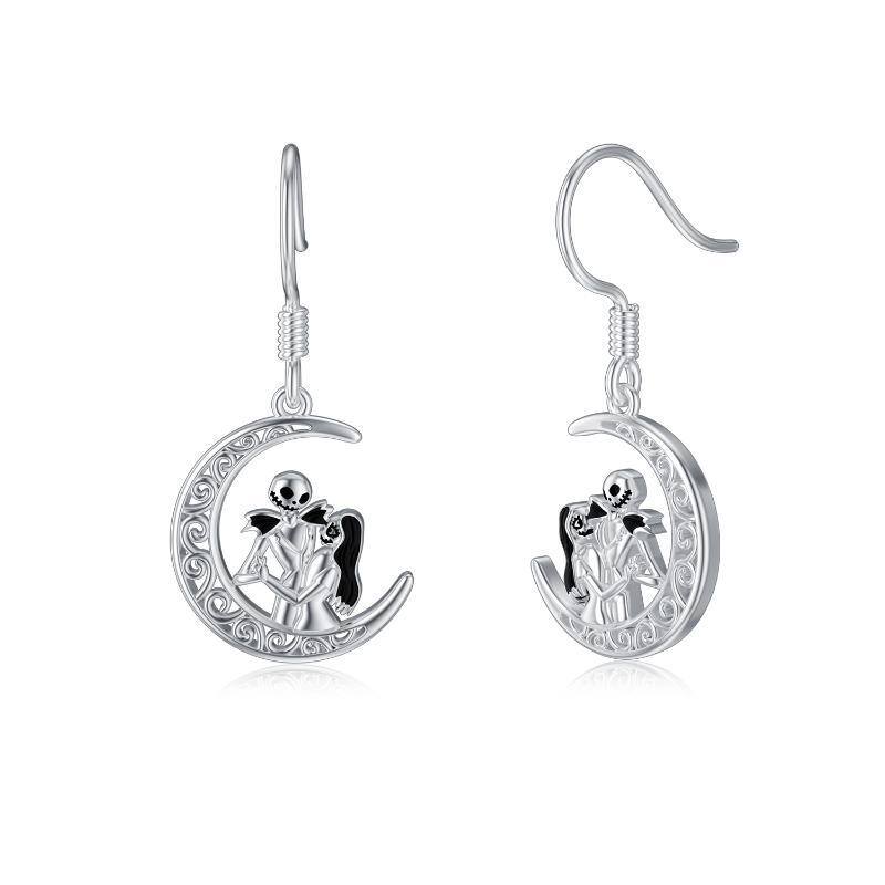 Pendientes de plata de ley Luna y Calavera