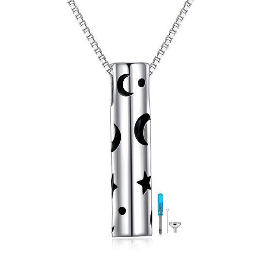 Collana con ciondolo per urna in argento sterling a forma di luna e stella per le ceneri