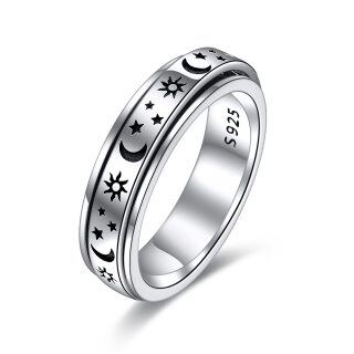 Sterling Silver Moon Star Sun Ring Anxiety Jewlery For Girls Women-4