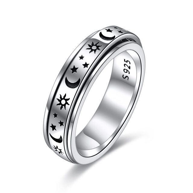 Sterling Silver Moon & Star & Sun Spinner Ring-1