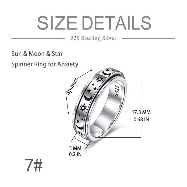 Sterling Silver Moon & Star & Sun Spinner Ring-3