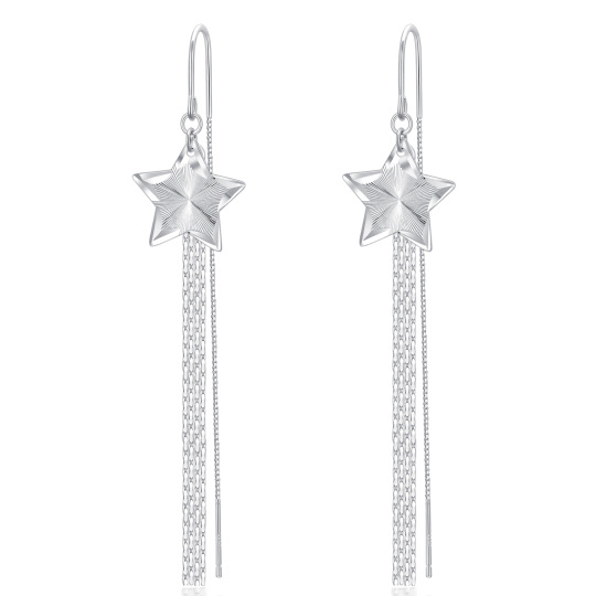 Sterling Silver Star Drop Earrings for Women