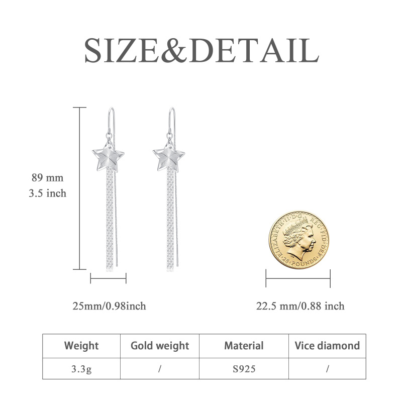 Brincos de gota de estrela de prata esterlina para mulheres-5