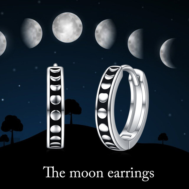 Orecchini a cerchio in argento sterling con luna e sole-6