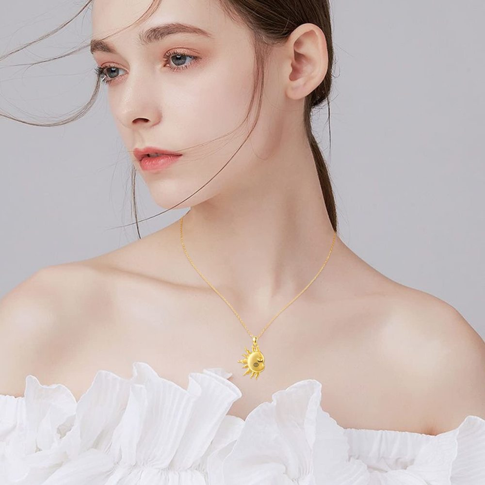 Collana con ciondolo a forma di luna e sole in argento sterling-3