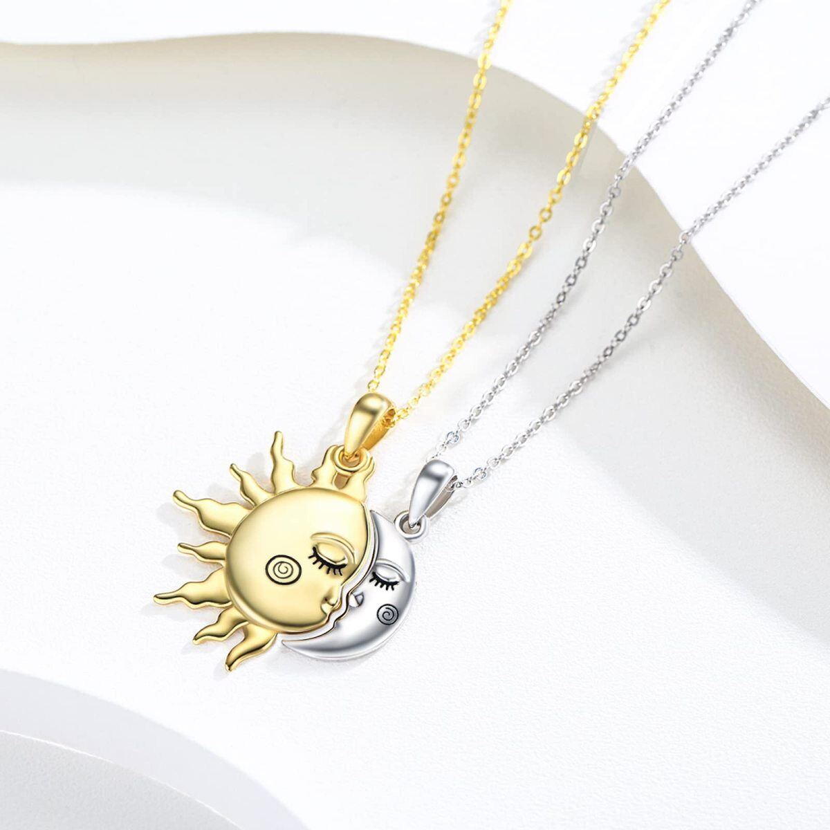 Collier pendentif lune soleil en argent sterling-5