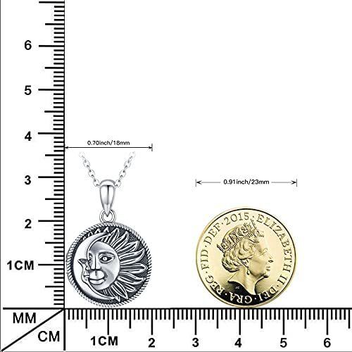 Sterling Silber Mond & Sonne personalisierte Foto Medaillon Halskette-5