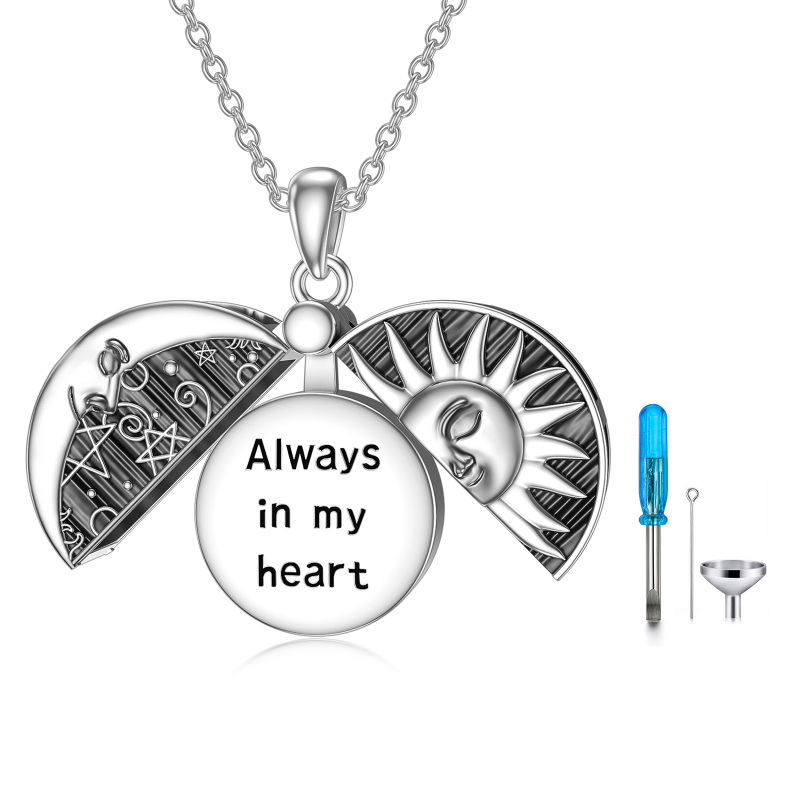 Colar de urna Moon & Sun em prata esterlina para cinzas-2