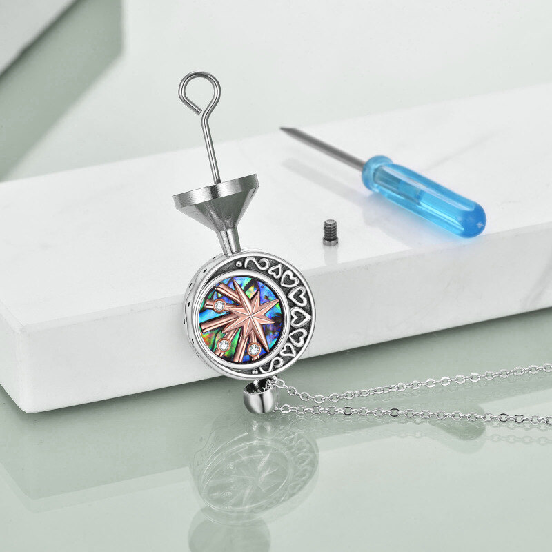 Sterling Silver Cubic Zirconia Moon Urn Necklace for Ashes-4