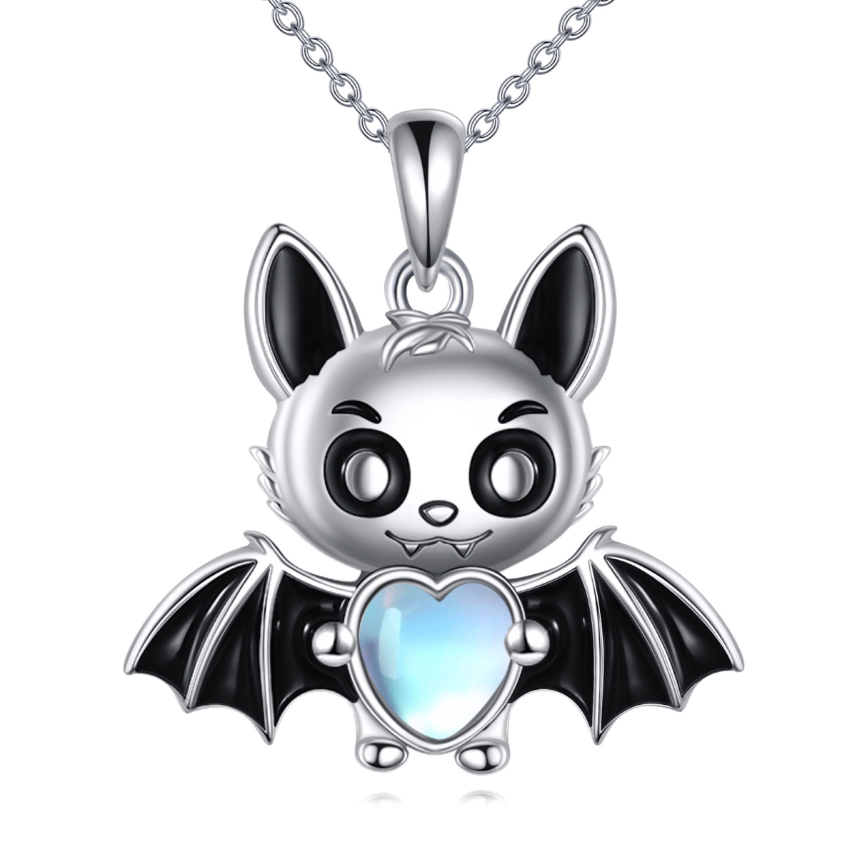 Collier pendentif chauve-souris en argent sterling avec pierre de lune, cadeaux pour femmes-1