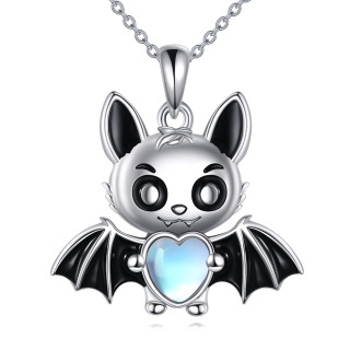 Sterling Silver Moonstone Bat Pendant Necklace Gifts for Women-1