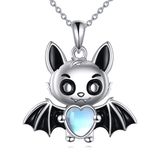 Sterling Silver Moonstone Bat Pendant Necklace Gifts for Women