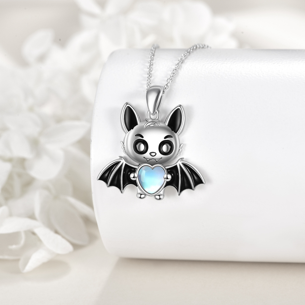 Collier pendentif chauve-souris en argent sterling avec pierre de lune, cadeaux pour femmes-4