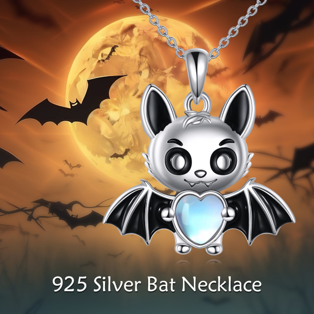 Sterling Silver Moonstone Bat Pendant Necklace Gifts for Women-6