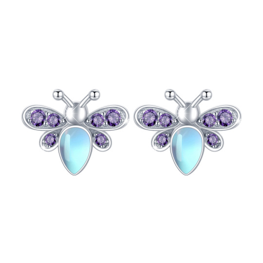 Boucles d'oreilles abeille en argent Sterling Moonstone-1