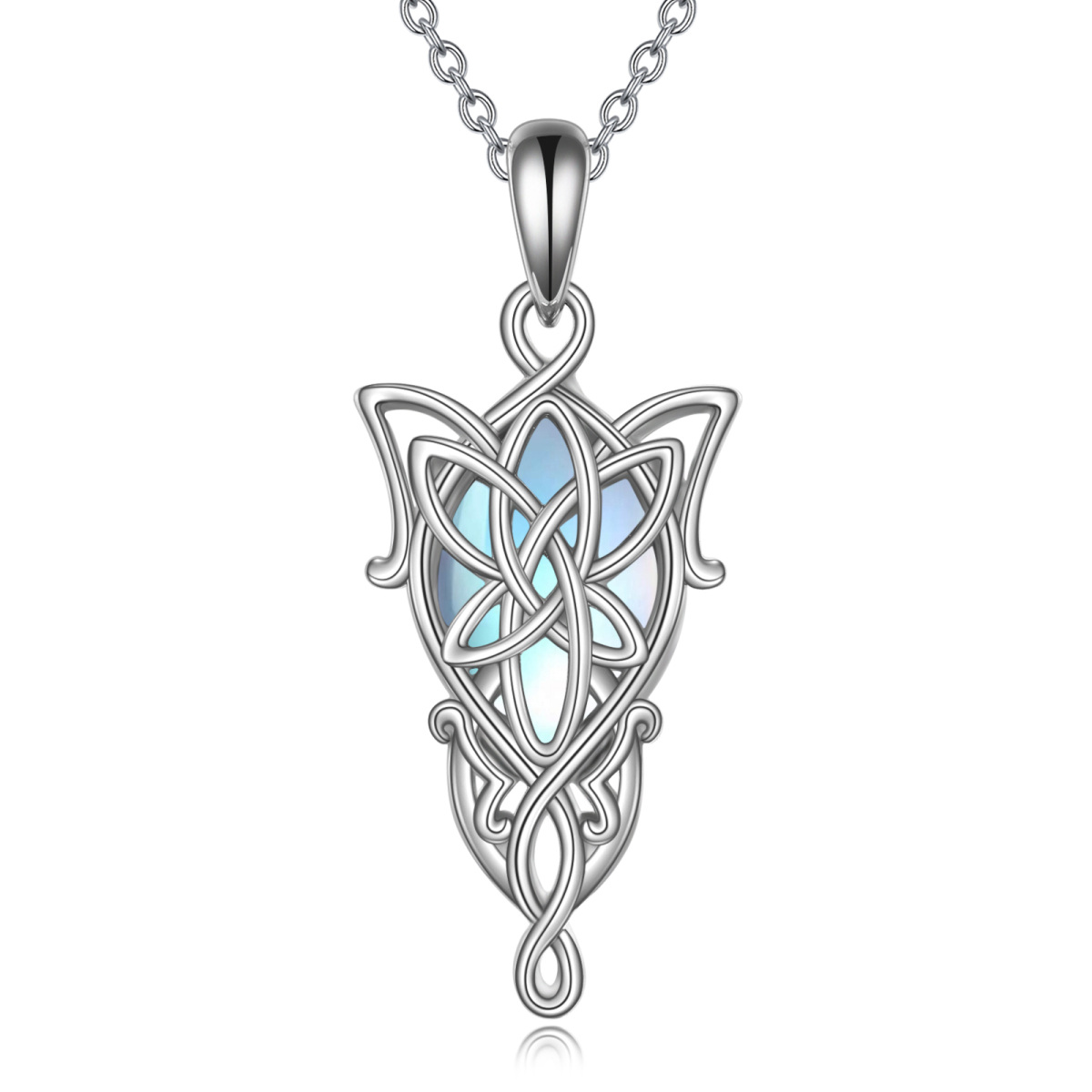 Sterling Silver Moonstone Celtic Knot Arwen Evenstar Pendant Necklace-1