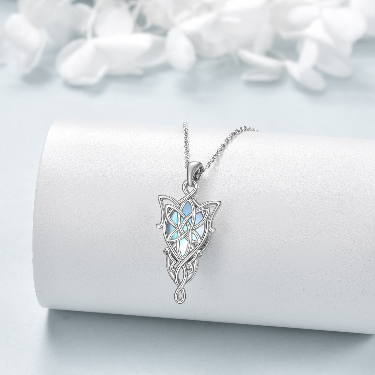 Plata de ley Moonstone Nudo Celta Arwen Evenstar Collar Colgante-4