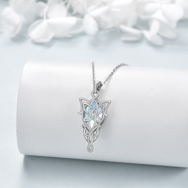 Colar com pingente Arwen Evenstar em prata esterlina com pedra da lua e nó celta-4